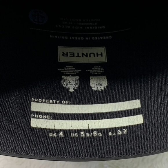 Hunter Kids Girl Boy Black Reflective Glossy Rubber Tall Rain Boots Size 5B / 6G - Picture 15 of 16